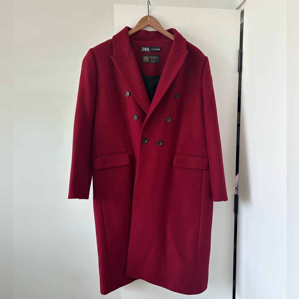 Zara Burgundy Red Wool Coat - XXL
